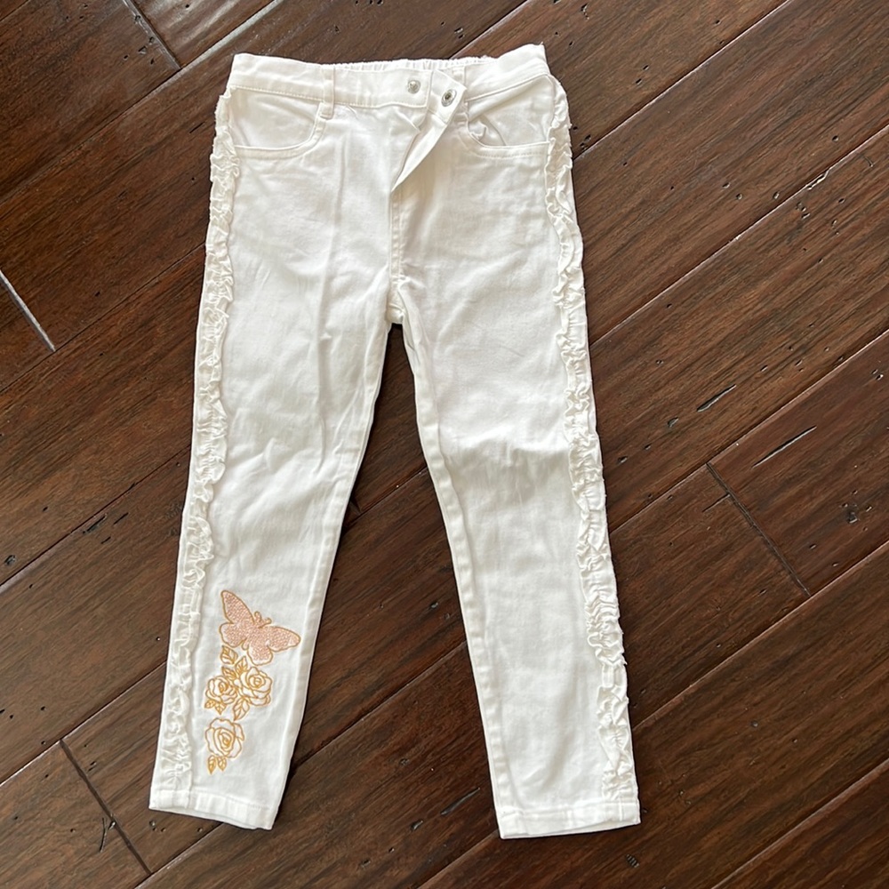 Colorful Planet 4T girl white ruffle jeans